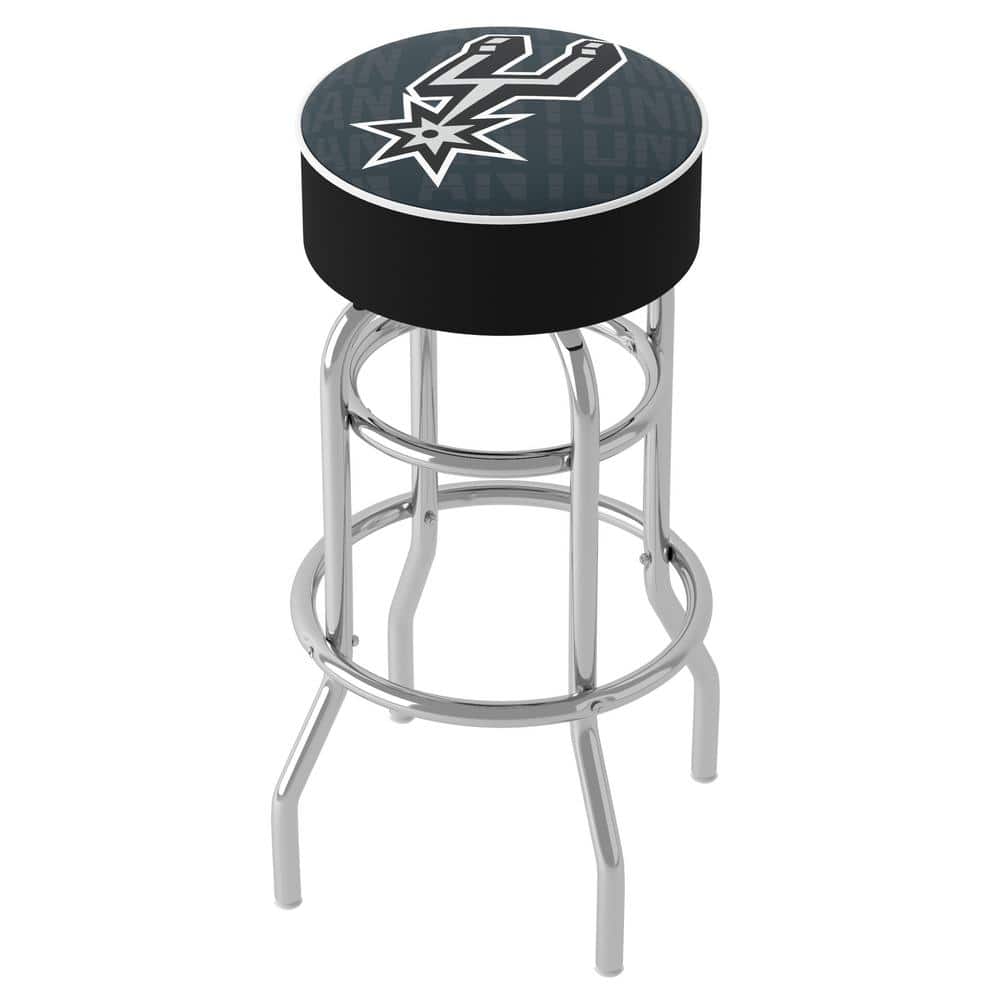 San Antonio Spurs City 31 in. Black Backless Metal Bar Stool with Vinyl Sea