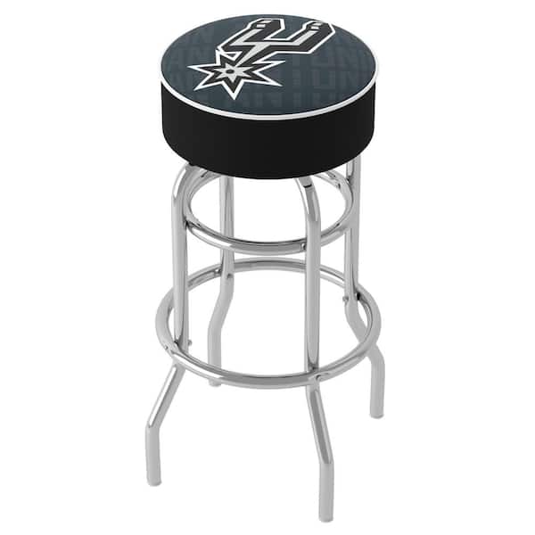Unbranded San Antonio Spurs City 31 in. Black Backless Metal Bar Stool with Vinyl Seat