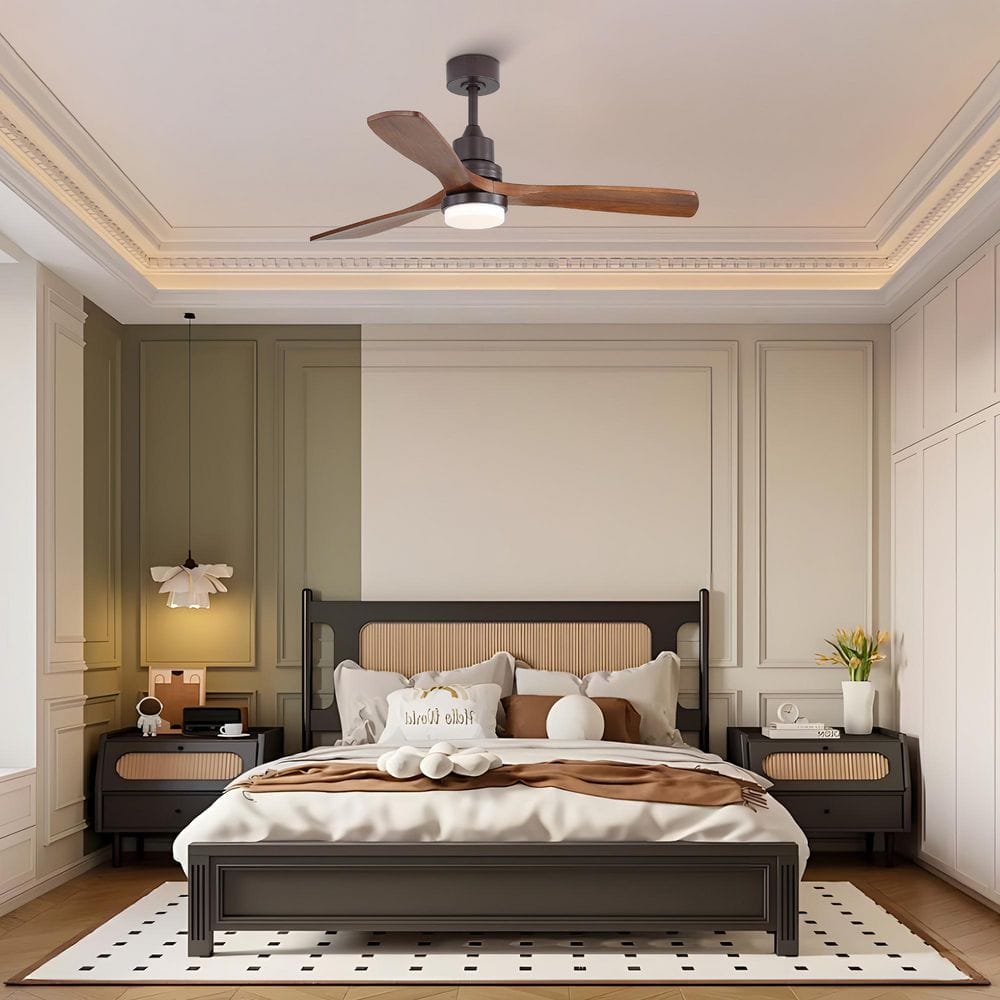 52 in. Indoor Coffee Downrod Mount Standard Ceiling Fan with 3 Solid Wood Blades, Memory Function and Remote Control price history on PriceWatchPro