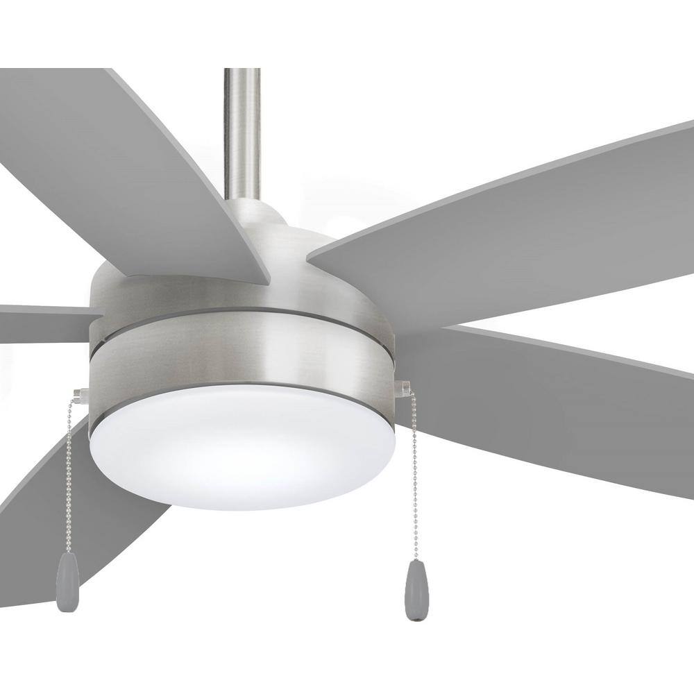 52'' Brushed Nickel Ceiling Fan with Silver Blades and LED Light