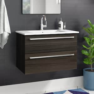 Silhouette 30 in. W x 18 in. D x 20in. H S/Sink Wall Bath Vanity in Zambukka with White Cultured Marble Top in White