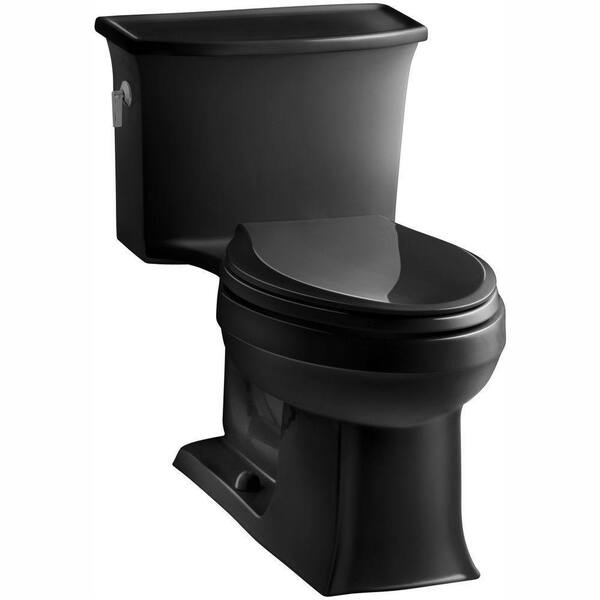 KOHLER Archer 1-piece 1.28 GPF Single Flush Elongated Toilet in Black Black