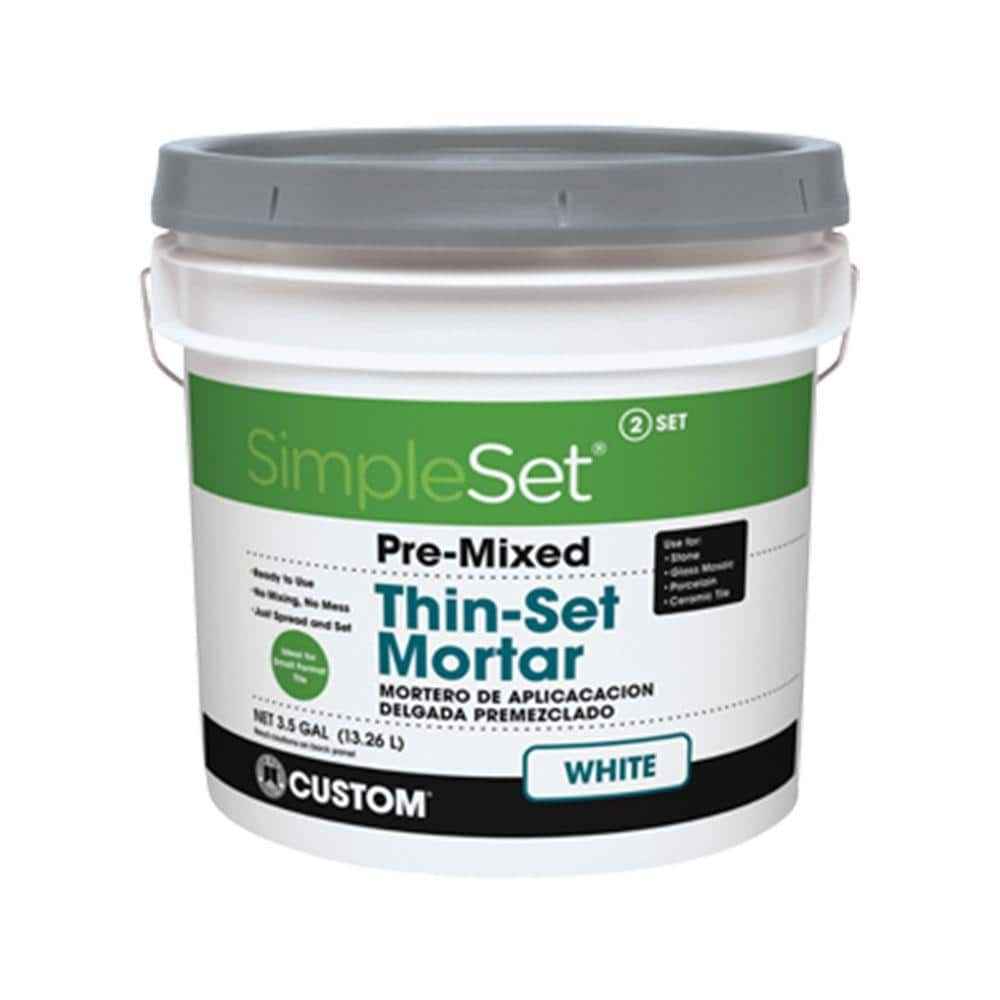 Custom Building Products Simpleset White 3 1 2 Gal Pre Mixed Thin Set Mortar Sttsw3 The Home Depot
