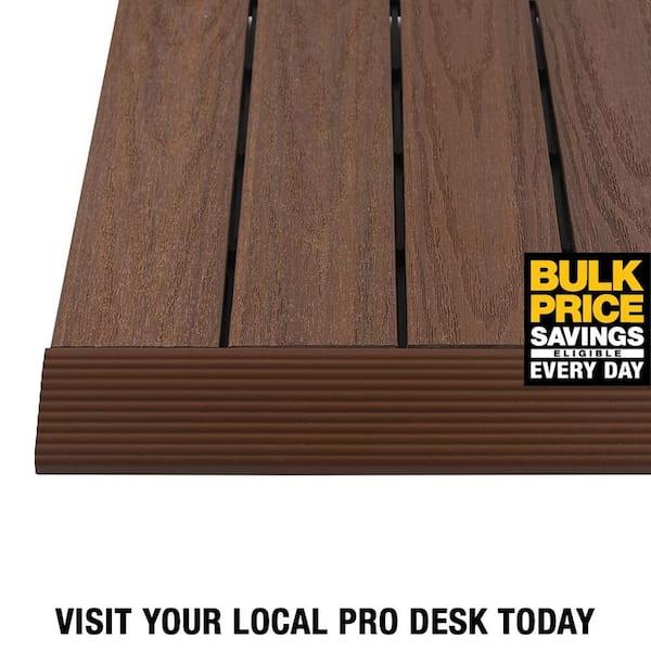 1/6 ft. x 1 ft. Quick Deck Composite Deck Tile Straight Fascia in Brazilian Ipe (4-Pieces/Box)
