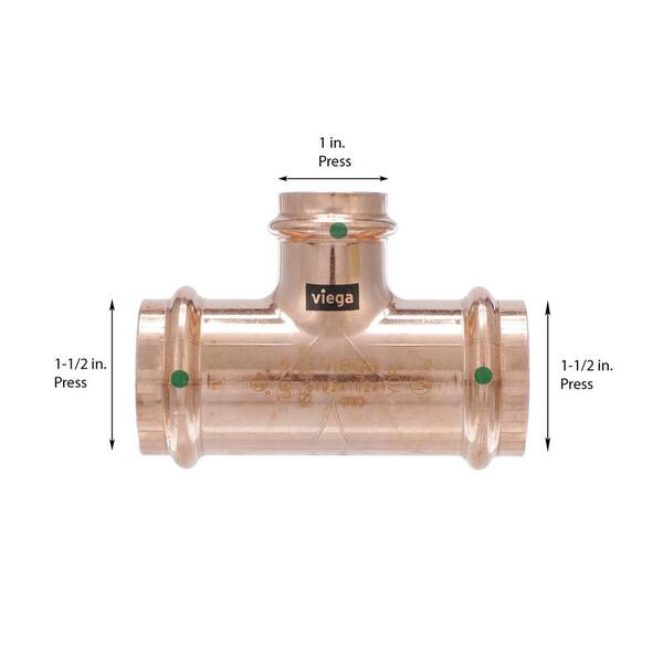 thumbnail image 2 of Viega 77462 ProPress Copper Tee – 1-1/2" X 1-1/2" X 3/4" (Open Box) 2 of 6