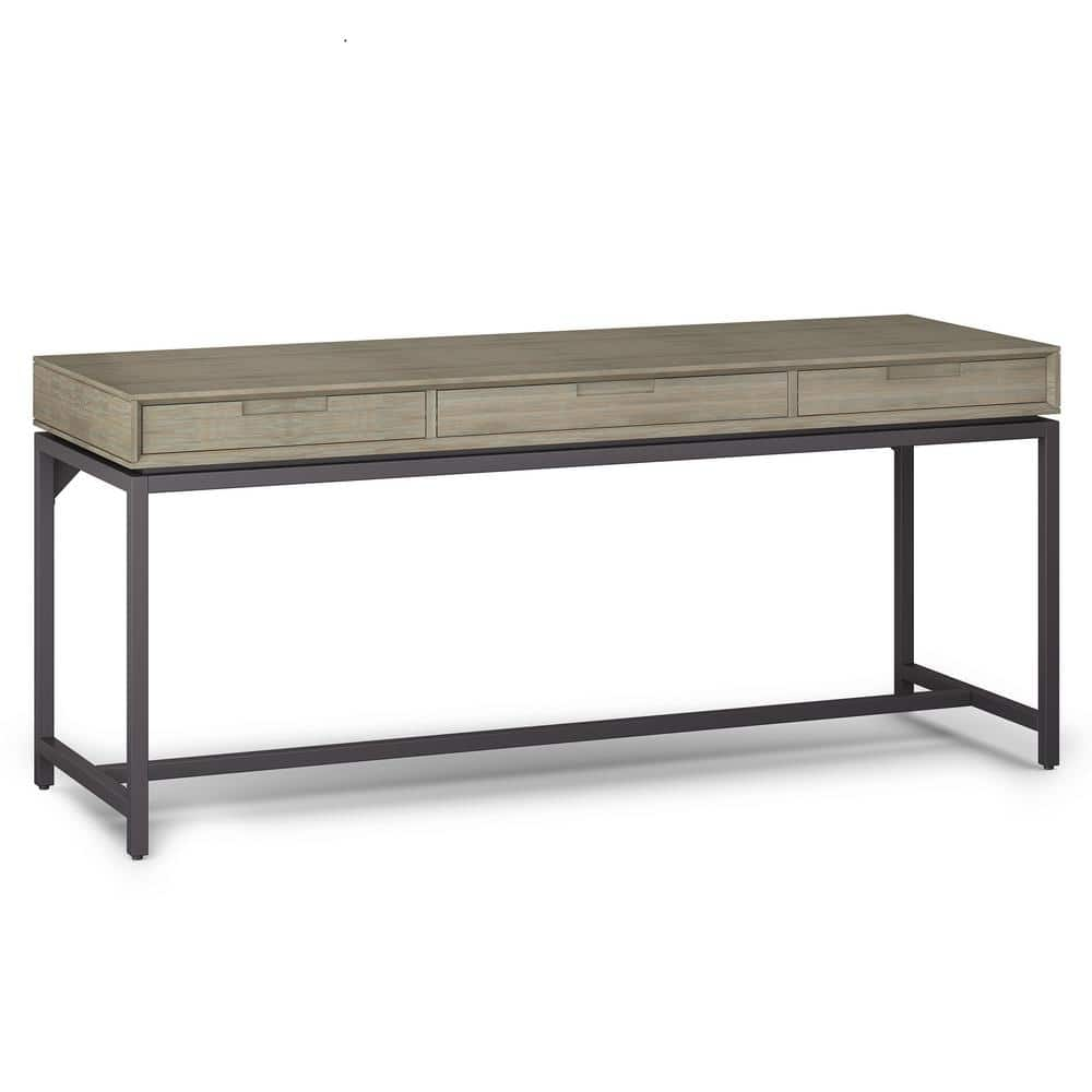 Simpli Home Banting Solid Hardwood Industrial 72 In. Wide Desk In ...