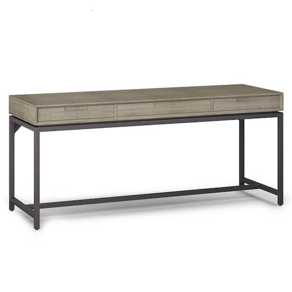 Simpli Home Banting Solid Hardwood Industrial 72 in. Wide Desk in Distressed Grey