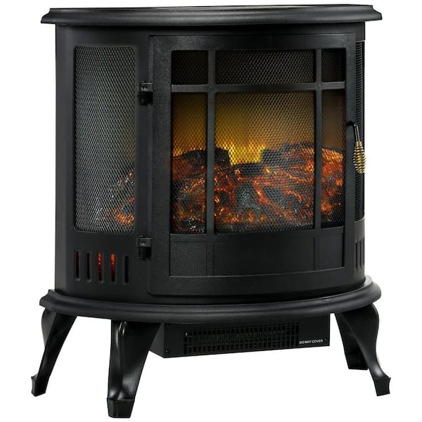 ToolCat 22 in. Freestanding Electric Fireplace 1500-Watt Stove Heater With Realistic LED Flame, Adjustable Temperature in Black