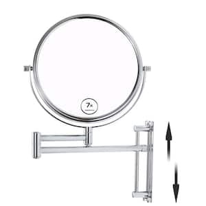 8 in. W x 8 in. H Magnifying Wall Mounted Bathroom Makeup Mirror with Extension Arm and Adjustable Height in Chrome