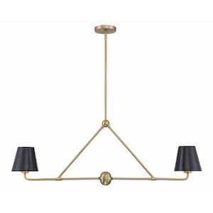 Xavier 2-Light Vibrant Gold Chandelier with Steel Shade