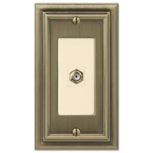 Continental 1 Gang Coax Metal Wall Plate - Brushed Brass