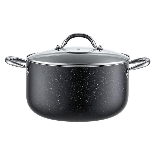 6qt. Aluminum Stock Pot with Nonstick Ceramic Coating and Glass Lid, Ideal for Soups, Stews, PFOA-Free, PFAS-Free