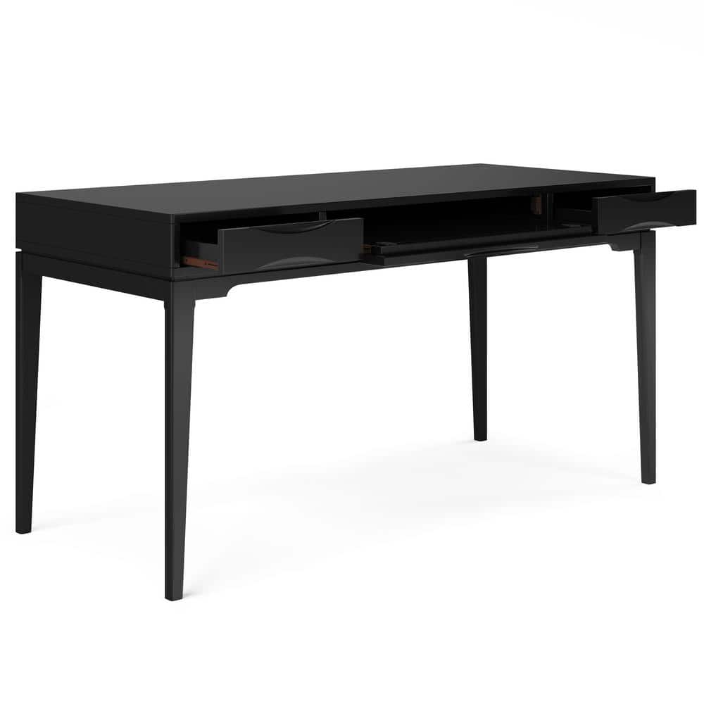 Harper Black Solid Wood Desk with Keyboard Tray