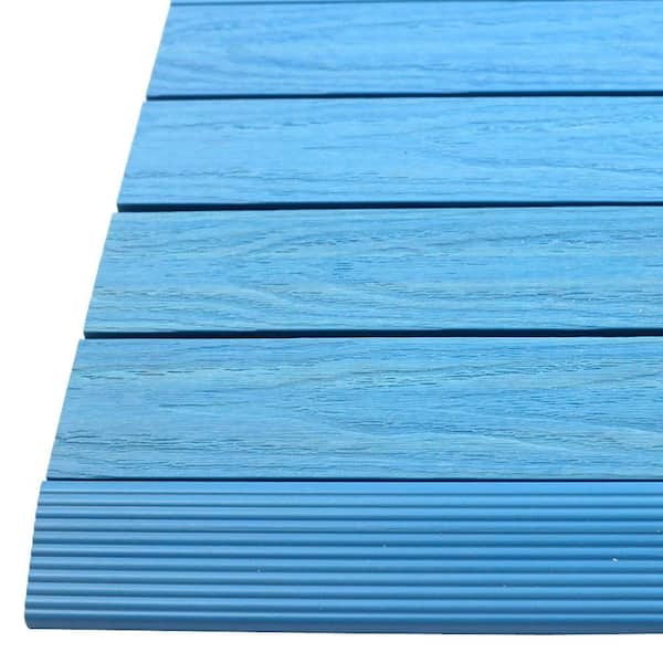 NewTechWood 1/6 ft. x 1 ft. Quick Deck Composite Deck Tile Straight Fascia in Caribbean Blue (4-Pieces/Box)