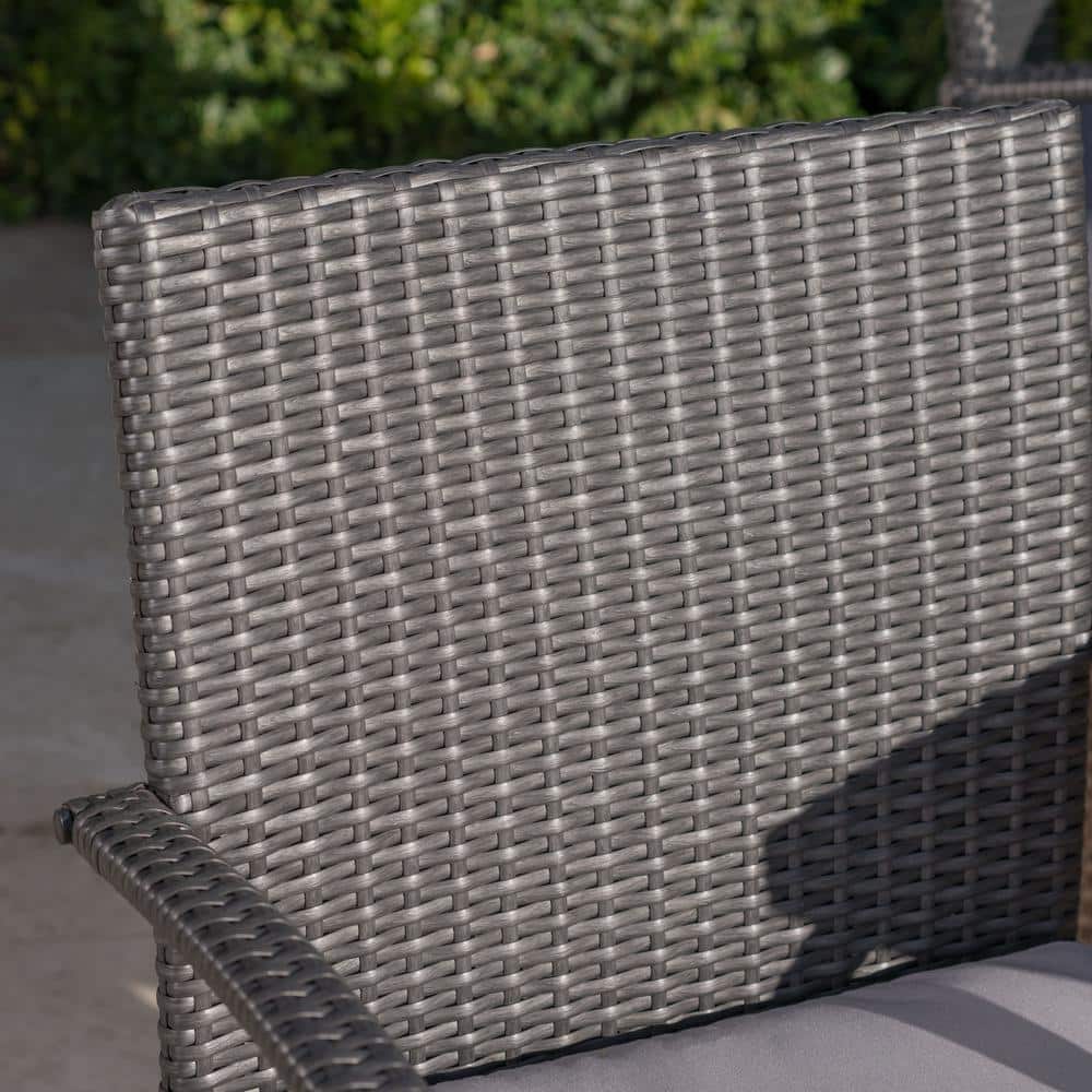 Grey 9-Piece Outdoor Wicker Dining Set with Cushions