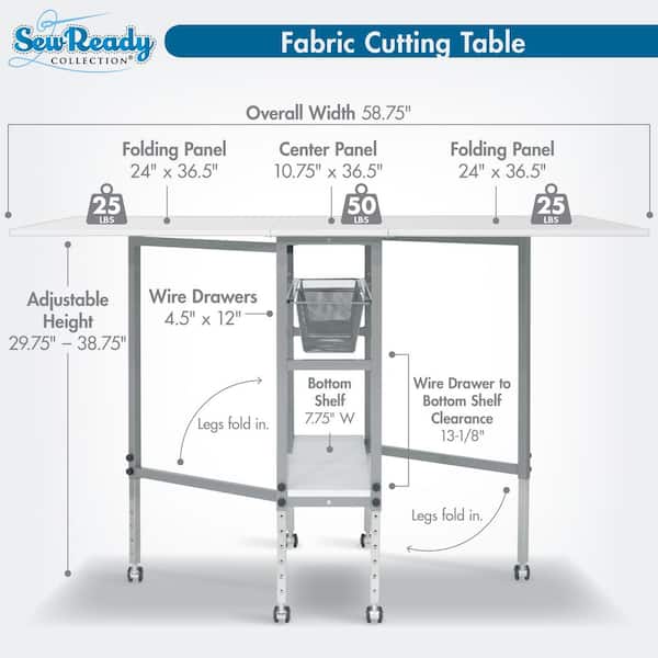 Sew Ready Hobby Craft 60 in. W x 36 in. D MDF Folding Cutting