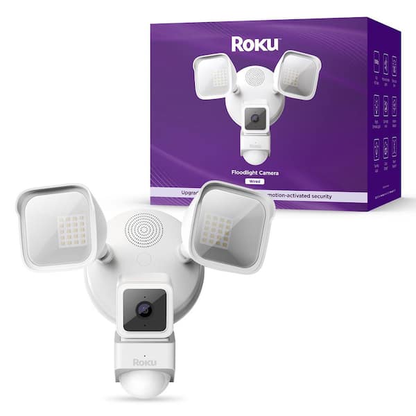 Wi-Fi Connected Outdoor Smart Home Hardwired Floodlight Security Camera with Motion and Sound Detection