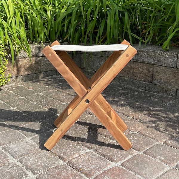 27 in. Acacia and Canvas Folding Stool