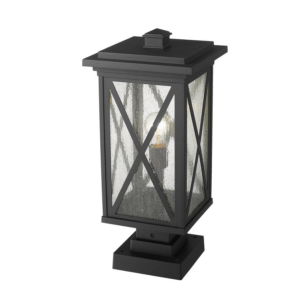 Brookside Black Aluminum Outdoor Lantern with Clear Seedy Glass