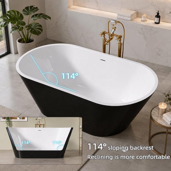 Zeafive Ane 55 in. x 27.5 in. Acrylic Freestanding Soaking Bathtub