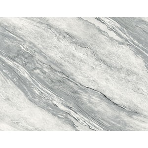 Carrara Marble Gray/Black Vinyl Non-Pasted Strippable Wallpaper Roll (Cover 60.75 sq. ft.)