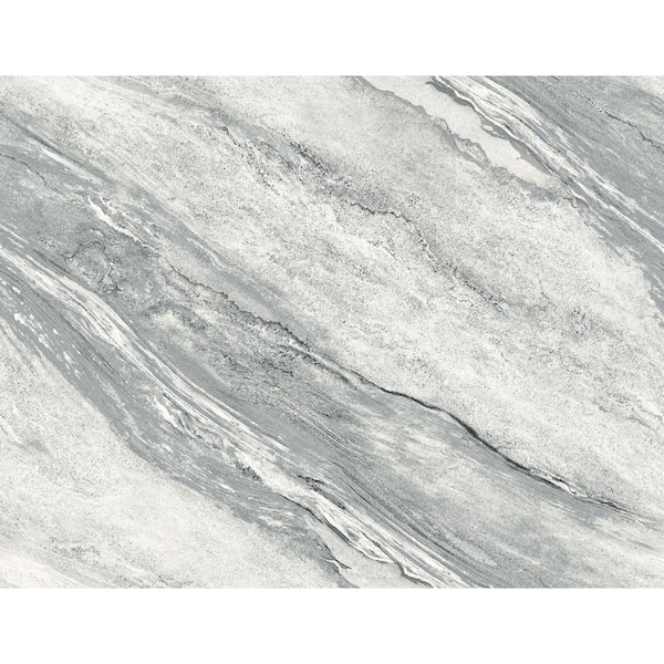 CASA MIA Carrara Marble Gray/Black Vinyl Non-Pasted Strippable Wallpaper Roll (Cover 60.75 sq. ft.)