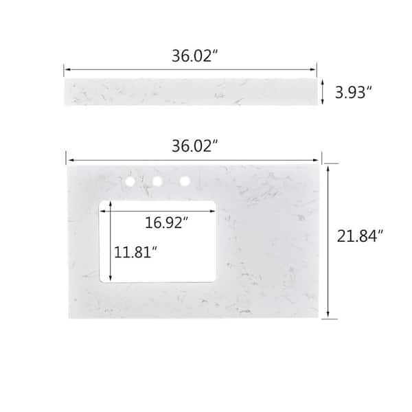 おゆ　36サイズ YASINU 36 in. W x 22 in. D Engineered Stone Composite Vanity Top
