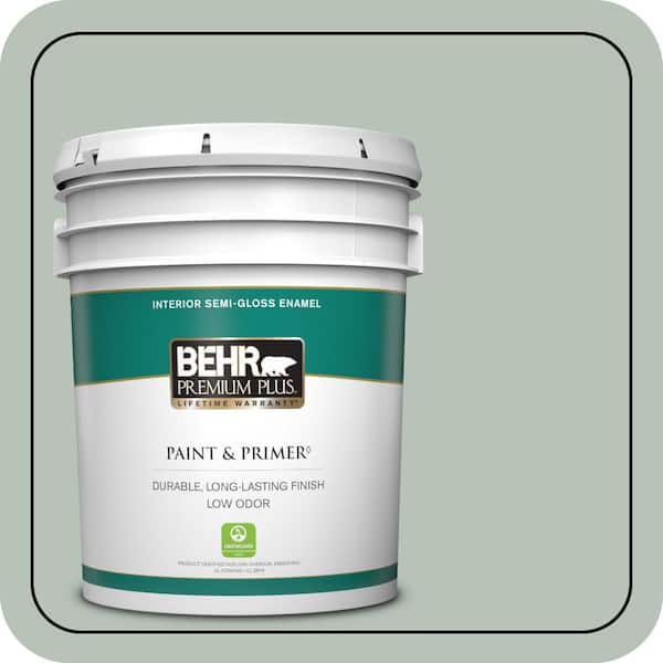 BEHR PREMIUM PLUS 5 gal. #MQ6-18 Recycled Glass Semi-Gloss Enamel Low Odor Interior Paint & Primer