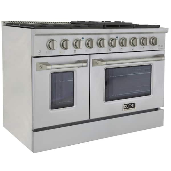 48 in. 6.7 cu. ft. LP ready Double Oven Dual Fuel Range with Gas Stove and Electric Oven in Stainless Steel