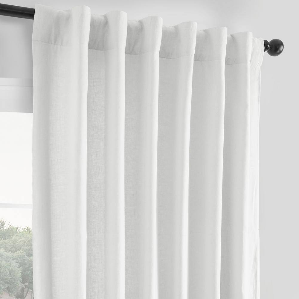 Crisp White Linen Room-Darkening Curtain Panel 50" x 108"