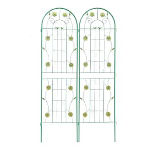 71 in. Metal Garden Trellis, Outdoor Flower Support, Rustproof Trellis for Climbing Plants, Green (2-Pack)