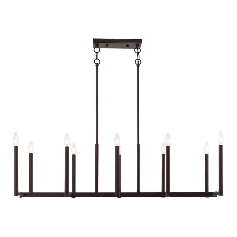 Alpine Bronze 10-Light Linear Steel Chandelier