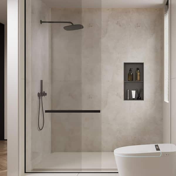 13 in. W x 25 in. H x 4 in. D Stainless Steel Shower Niche Double Shelf in Matte Black with Drainage Holes