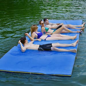 12 ft. Floating Water Pad Mat 3-Layer Foam Floating Island for Pool Lake Blue