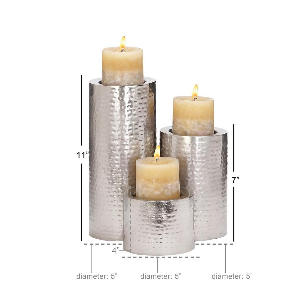 Silver Iron Industrial Candle Holder Set of 3