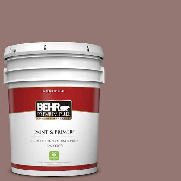 BEHR PREMIUM PLUS 5 gal. #710B-5 Milk Chocolate Flat Low Odor Interior Paint & Primer