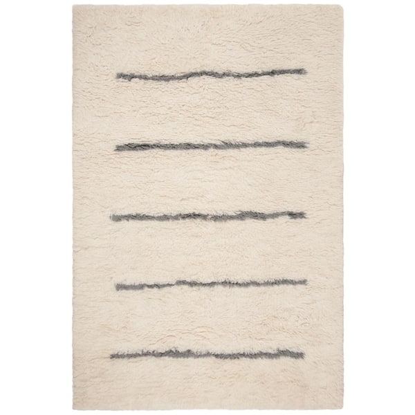 SAFAVIEH Kenya Ivory/Gray 6 ft. x 9 ft. Striped Solid Area Rug