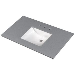 Sparkling Gray 49 in. W x 22 in. D Engineered Marble Vanity Top in Gray with White Rectangle Single Sink