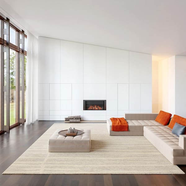 Parsa Striped Wool Beige 9 ft. x 12 ft. Indoor/Outdoor Patio Area Rug