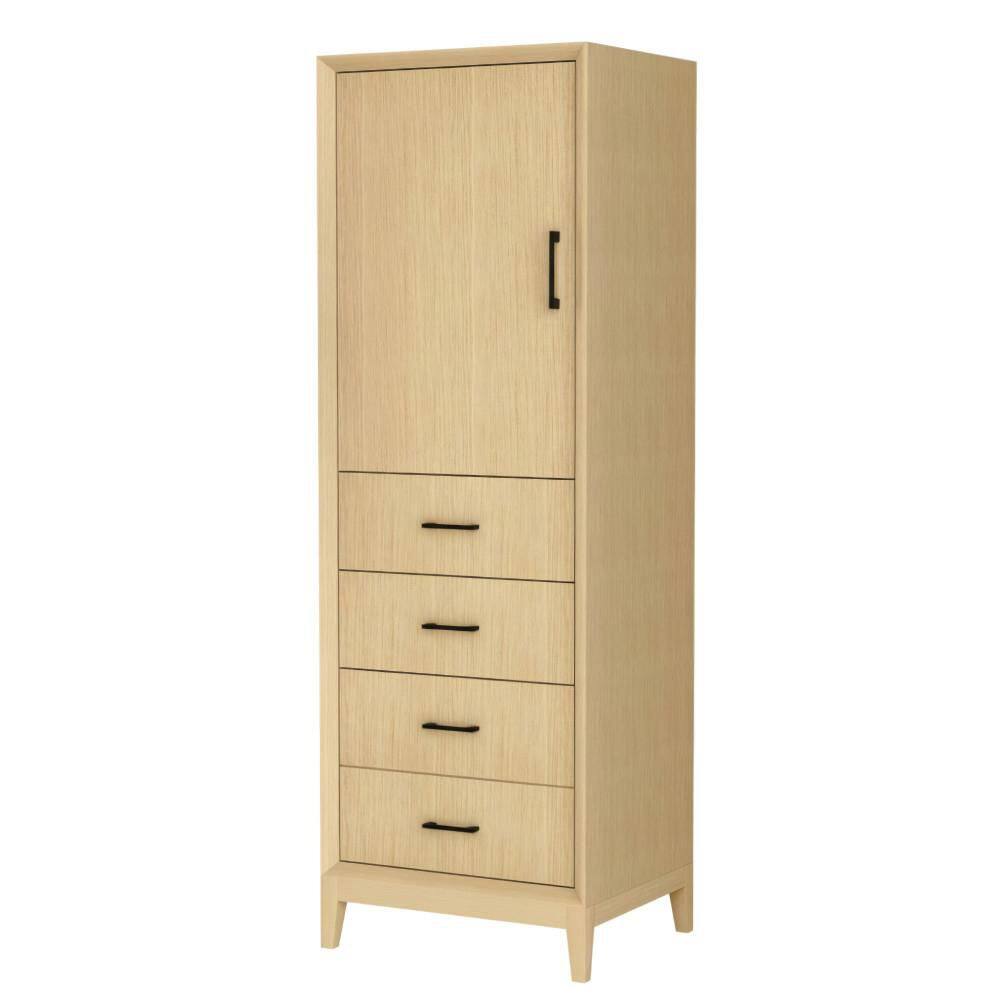 Janna 23.75 in. W x 20 in. D 71.25 in. H Beige Freestanding Linen Cabinet with Hardware in White Oak