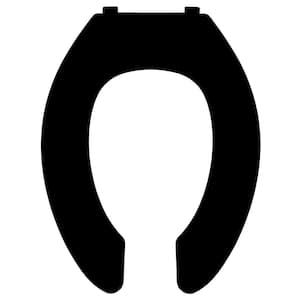 Plastic Elongated Open Front Toilet Seat in Black