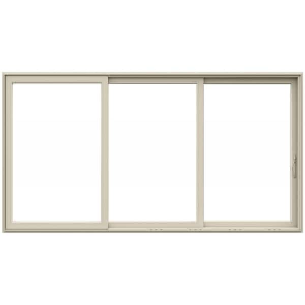 JELD-WEN V4500 Multi-Slide 177 in. x 96 in. Right-Hand Low-E Desert Sand Vinyl 3-Panel Prehung Patio Door