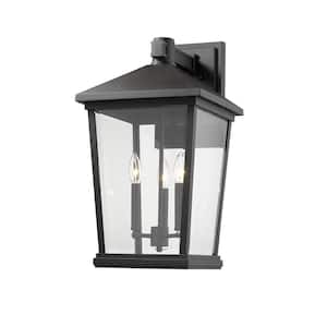 Beacon Black Outdoor Hardwired Lantern Wall Sconce with No Bulbs Included