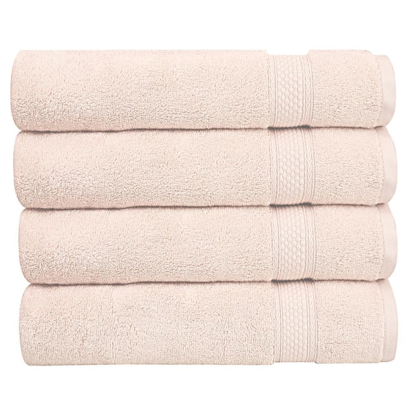 A1 Home Collections A1HC Bath Towel 500 GSM Duet Technology 100% Cotton Ring Spun Peach Blush 24 in. x 48 in. Quick Dry (Set of 4)