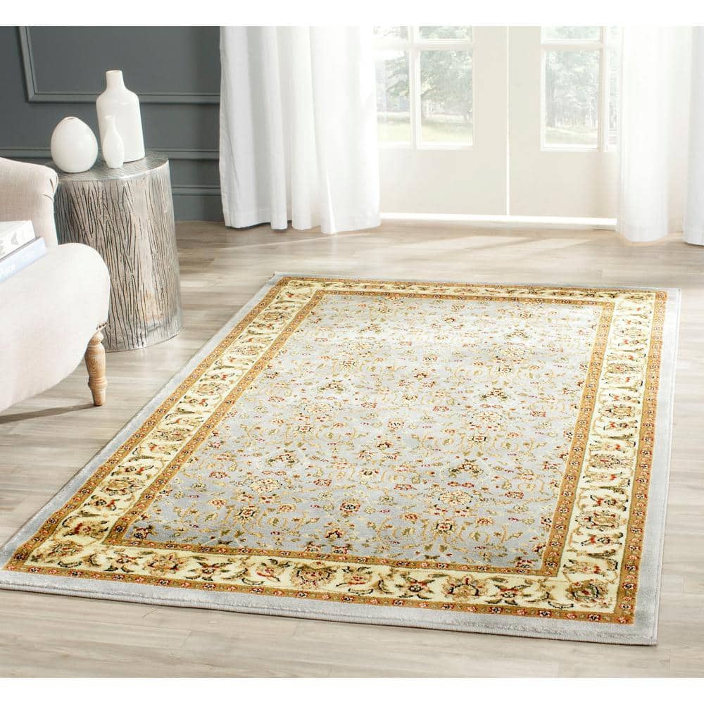Lyndhurst Light Blue and Ivory Floral Rectangular Area Rug