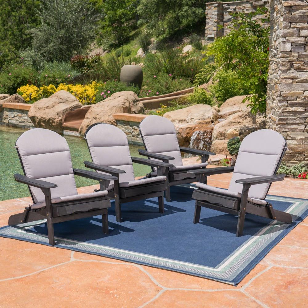 Gray Water-Resistant Fabric Adirondack Chair Cushions, Set of 4