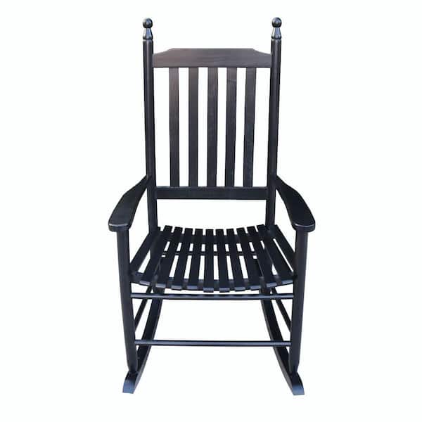 Miscool Anky Black Wood Outdoor Rocking Chair
