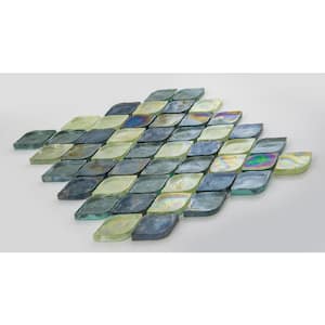 Plume Grey/White/Black/Brown/Silver 2.25 in x 1.25 in Arabesque Mosaic Iridescent Glass (0.72 sq. ft./Sheet)