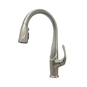 Kauai 1-Handle Pull Down Sprayer Kitchen Faucet in Brushed Nickel