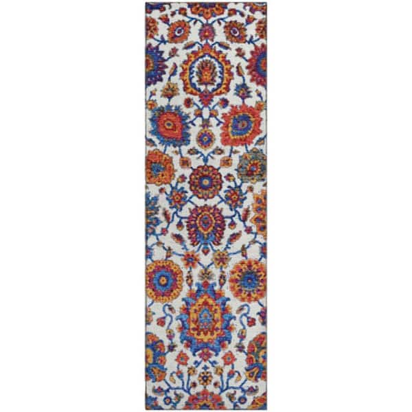 Mayfield Premium Machine Washable Abstract AMF2187 Red 2 ft. x 7 ft. Runner Rug